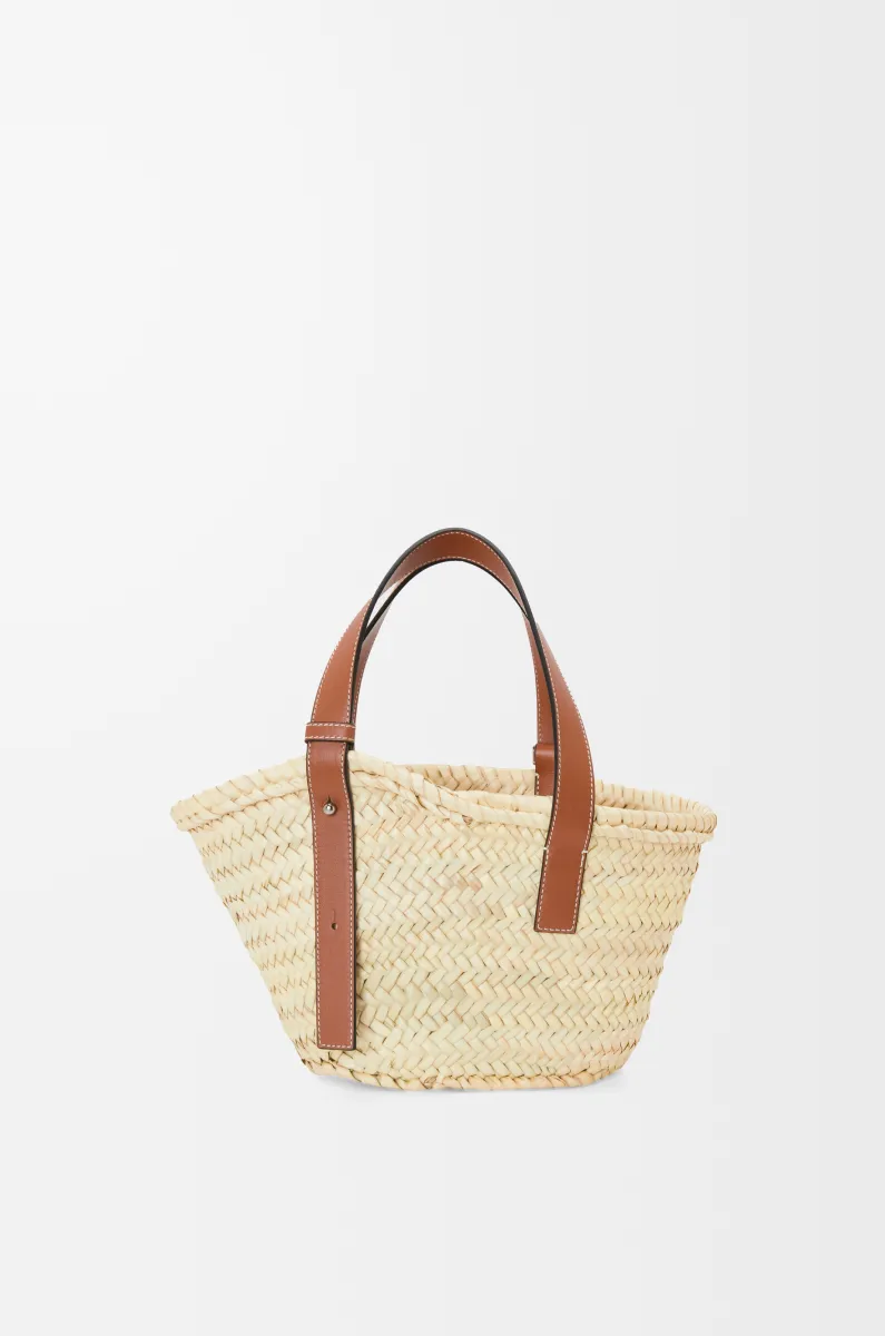 小号棕榈叶和牛皮革 Basket 手袋