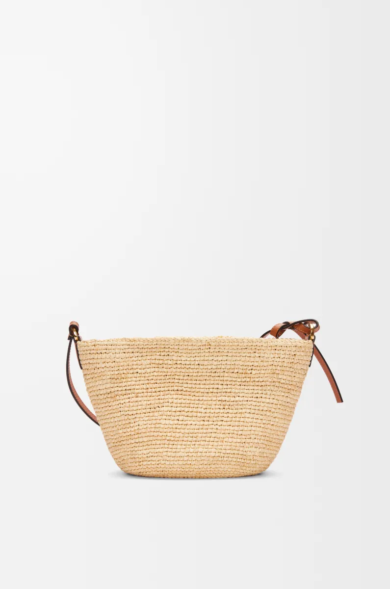 拉菲草和牛皮革 Slit Pochette 手袋