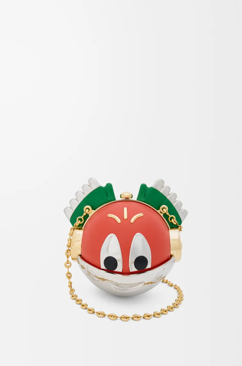 金属和纳帕羊皮革 Knight Cat 手拿包