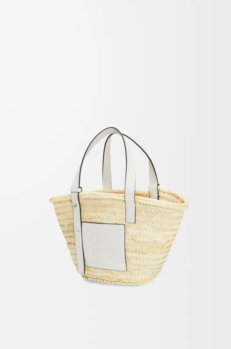 棕榈叶和牛皮革 Basket 手袋