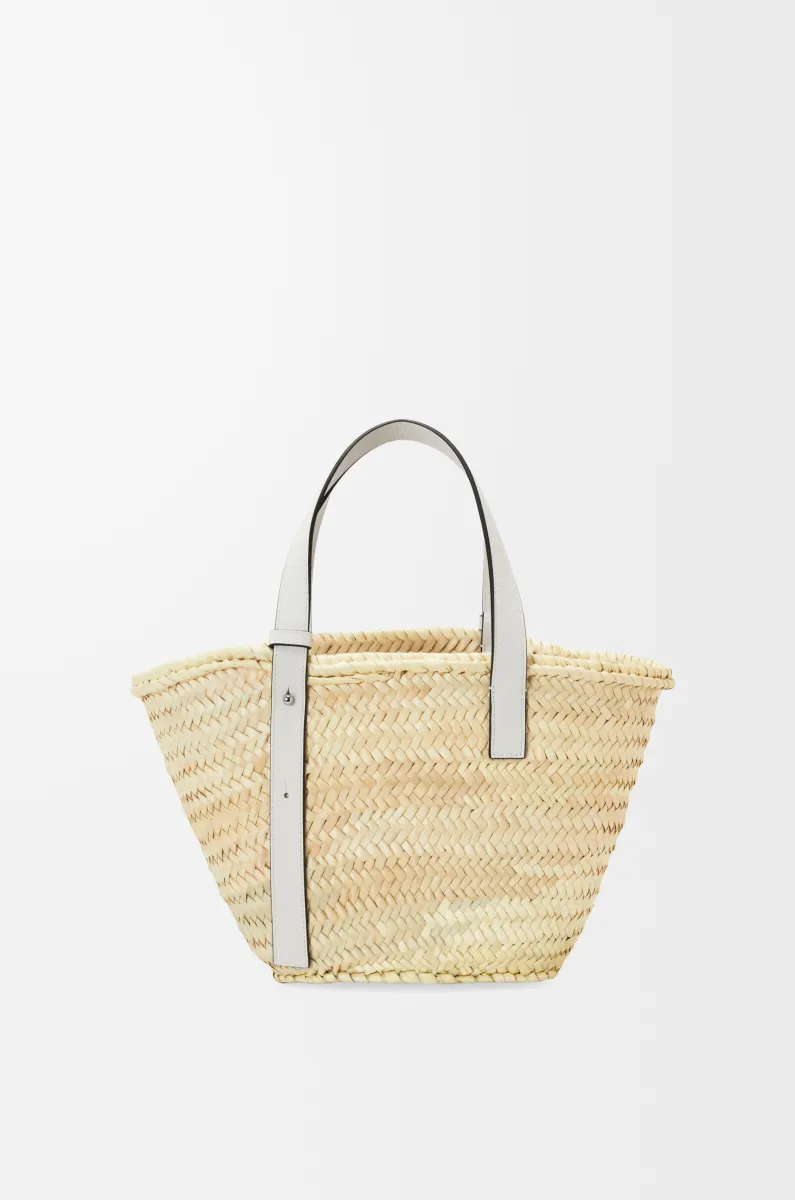 棕榈叶和牛皮革 Basket 手袋