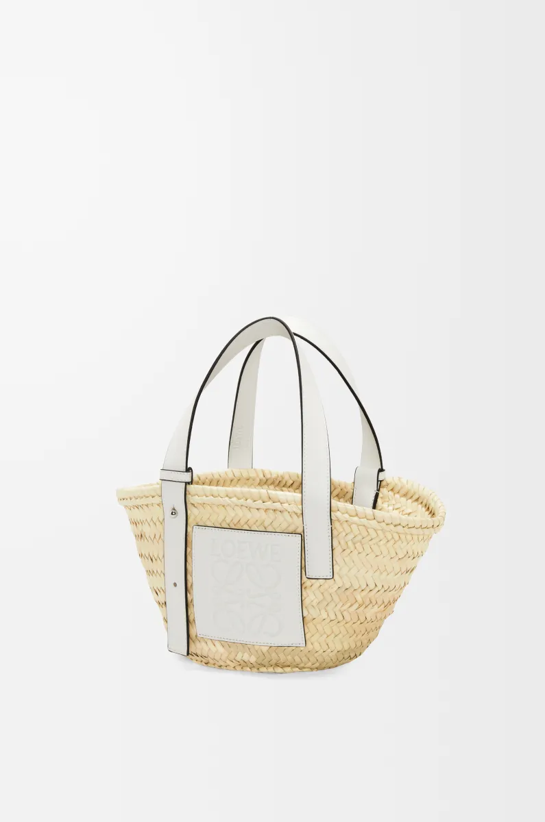 小号棕榈叶和牛皮革 Basket 手袋