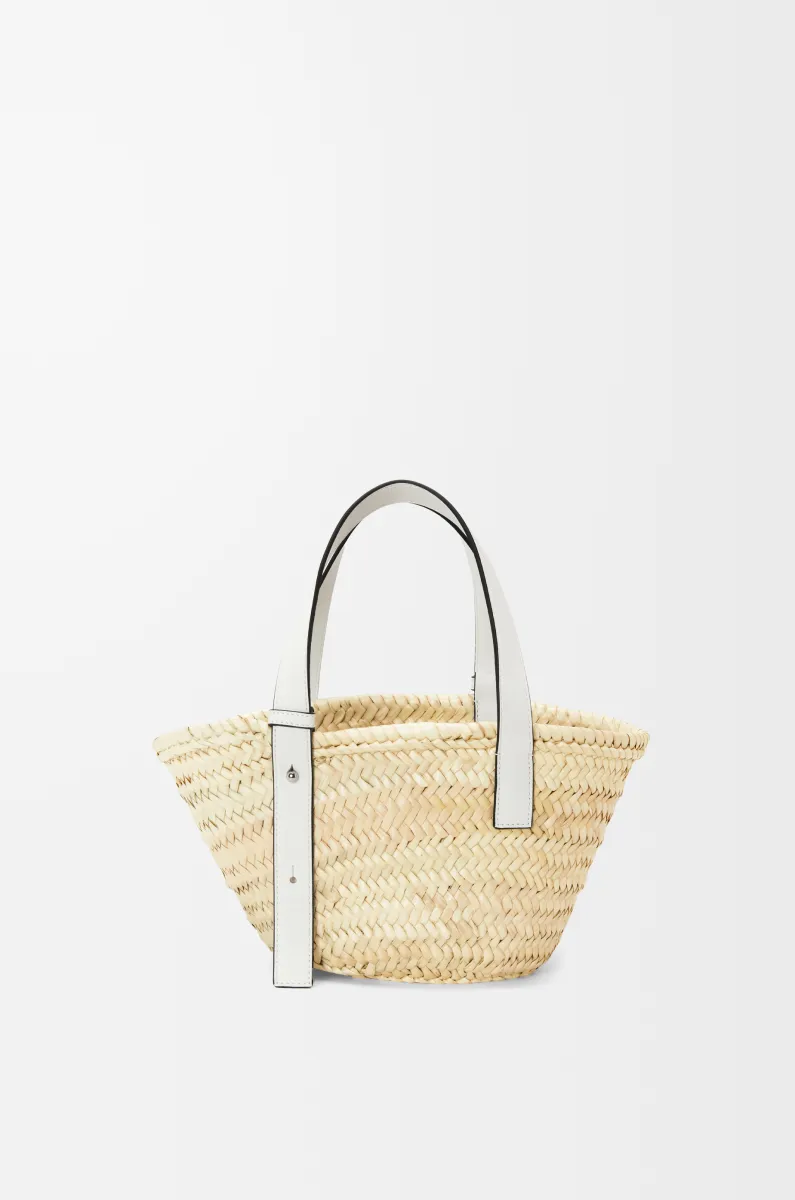 小号棕榈叶和牛皮革 Basket 手袋