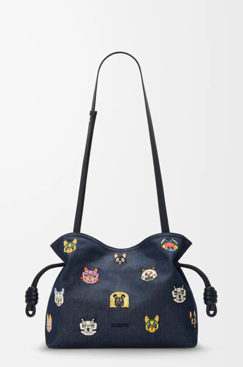 中号刺绣单宁布 Flamenco 手拿包