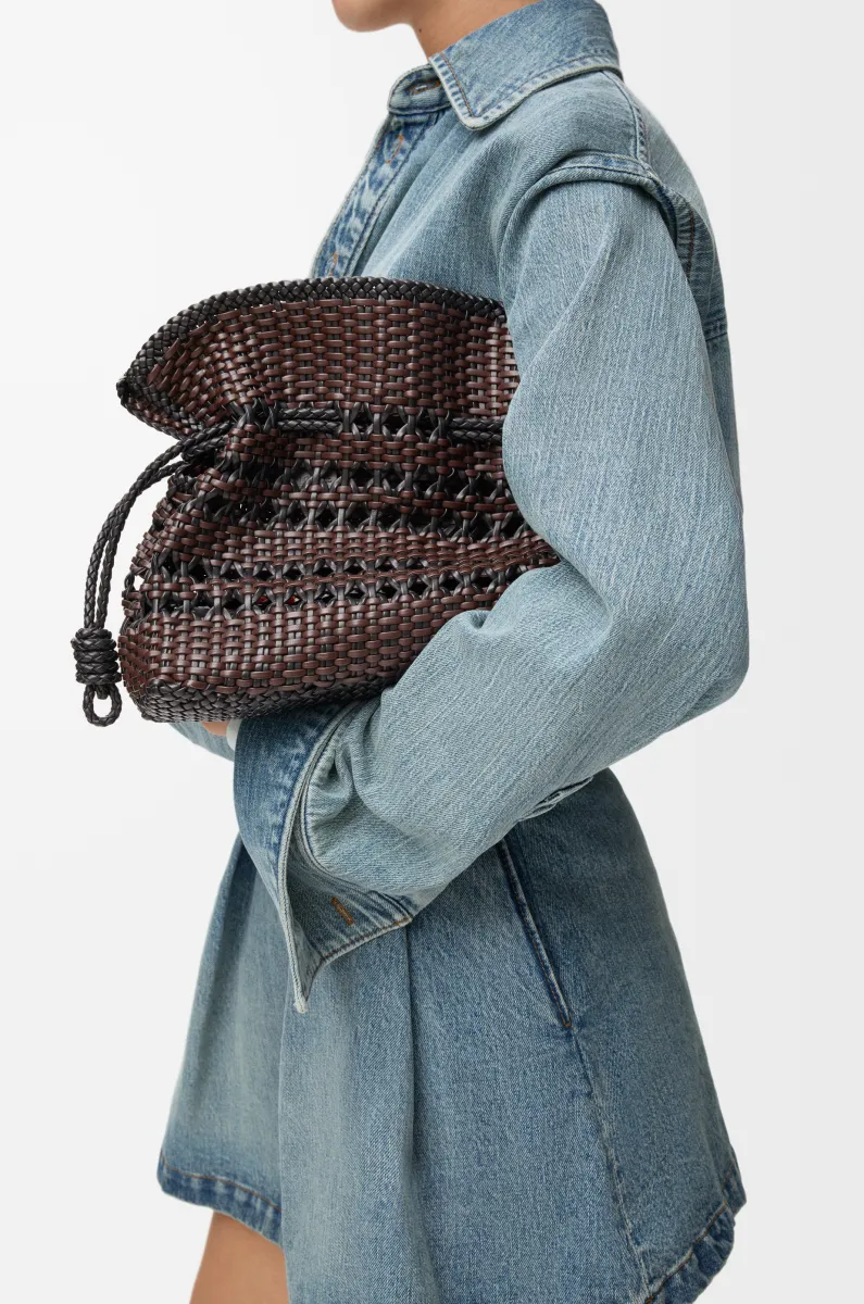 中号编织纳帕牛皮革 Flamenco 手拿包