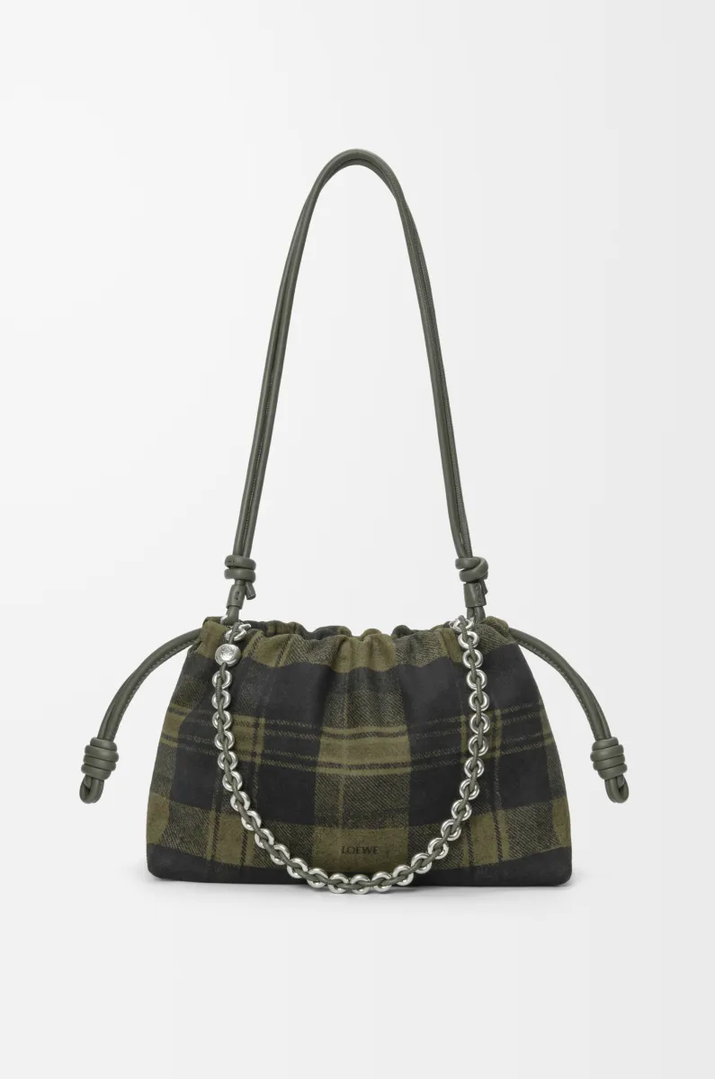 中号格纹绒面革 Flamenco Purse 手拿包