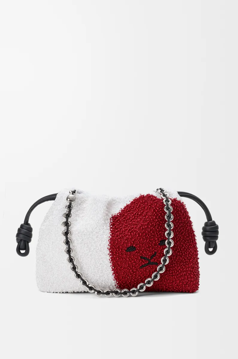 中号珠饰帆布和牛皮革 Lion Beads Flamenco Purse 手拿包