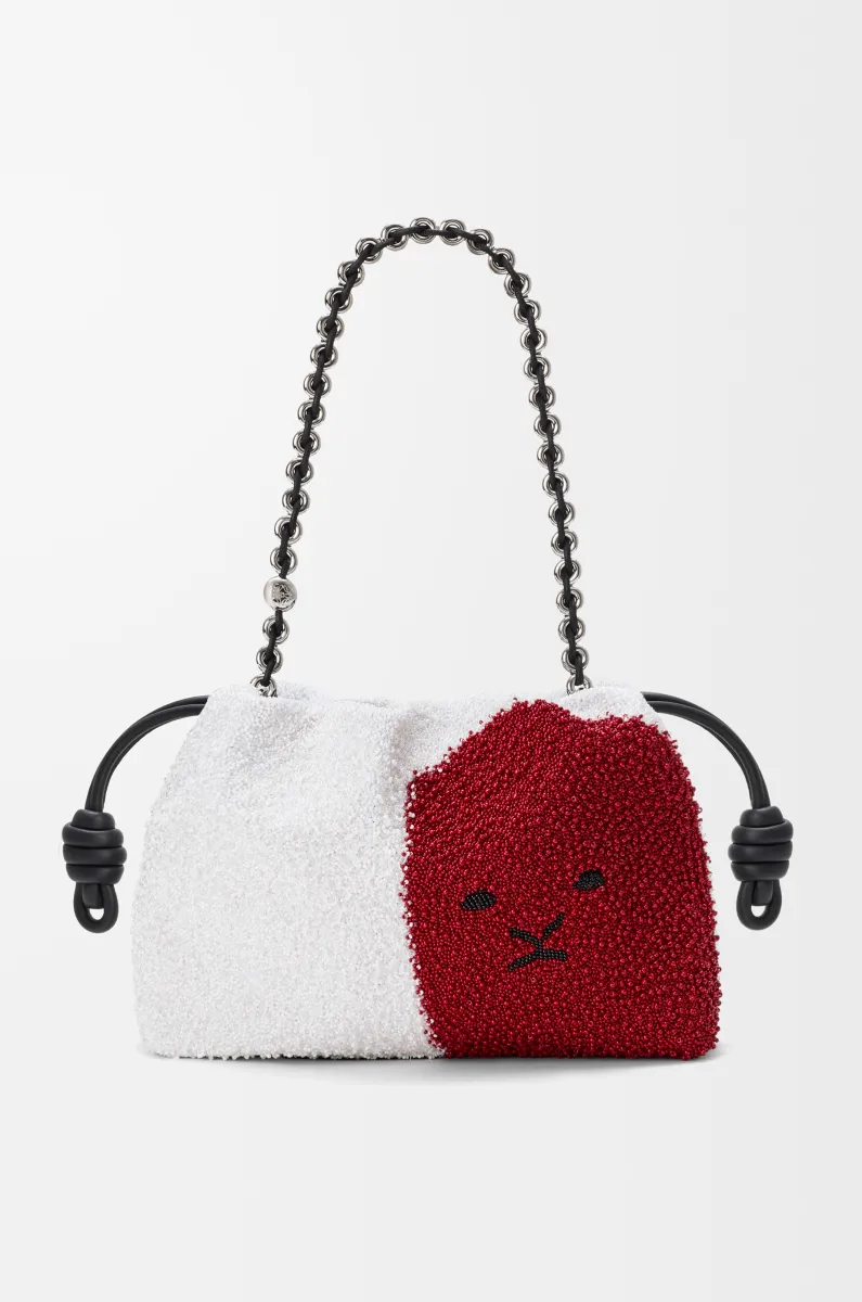 中号珠饰帆布和牛皮革 Lion Beads Flamenco Purse 手拿包