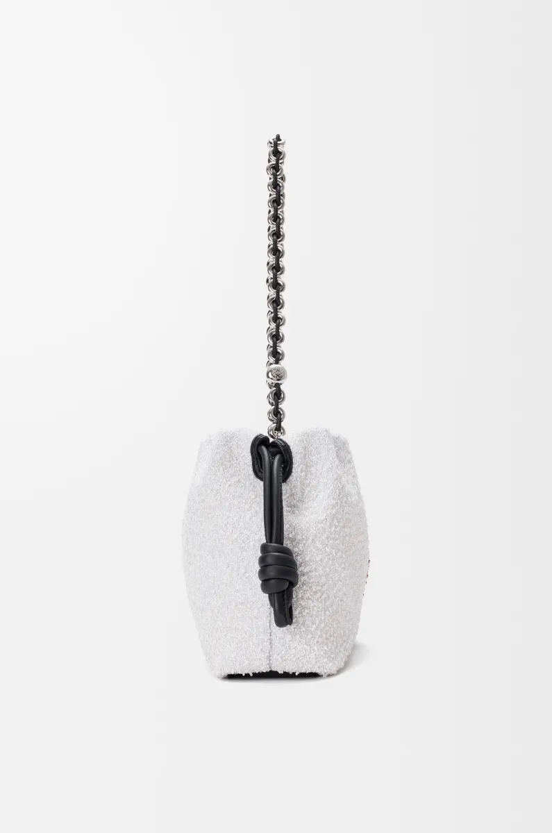 中号珠饰帆布和牛皮革 Lion Beads Flamenco Purse 手拿包
