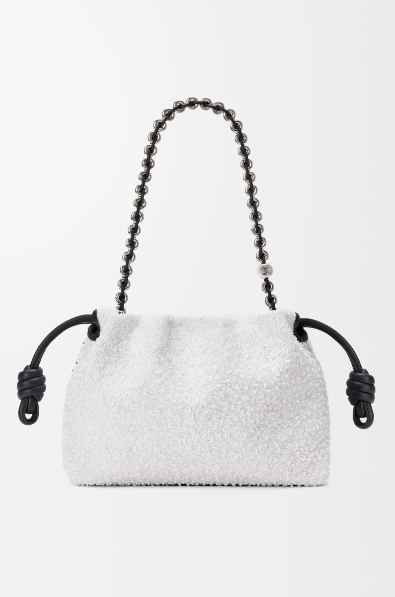 中号珠饰帆布和牛皮革 Lion Beads Flamenco Purse 手拿包
