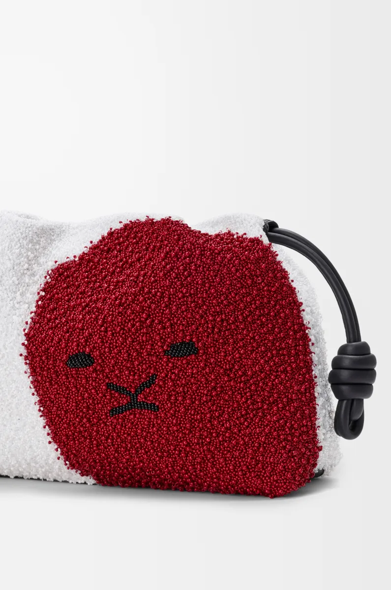 中号珠饰帆布和牛皮革 Lion Beads Flamenco Purse 手拿包