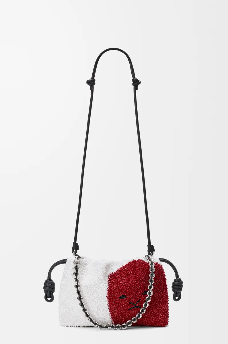 中号珠饰帆布和牛皮革 Lion Beads Flamenco Purse 手拿包
