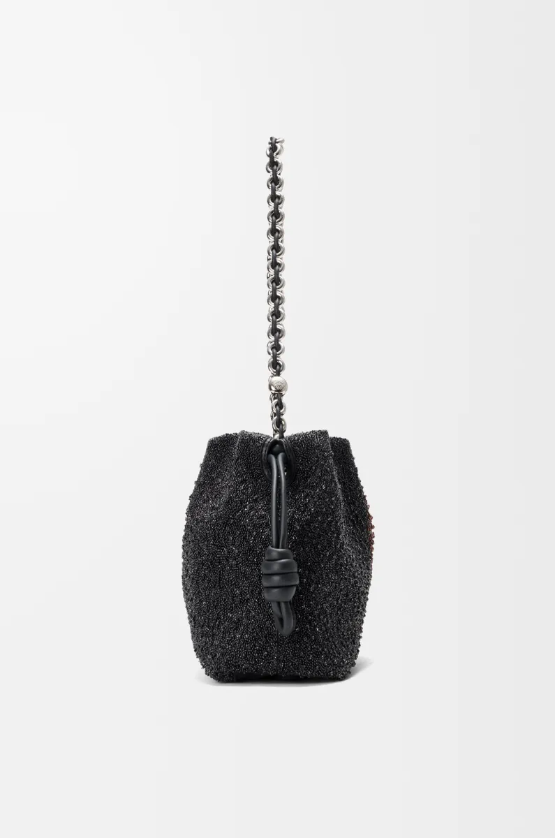 中号珠饰帆布和牛皮革 Lion Beads Flamenco Purse 手拿包