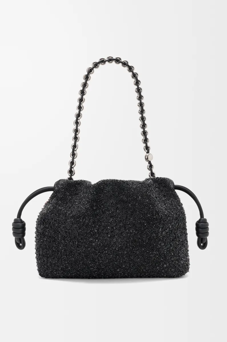 中号珠饰帆布和牛皮革 Lion Beads Flamenco Purse 手拿包