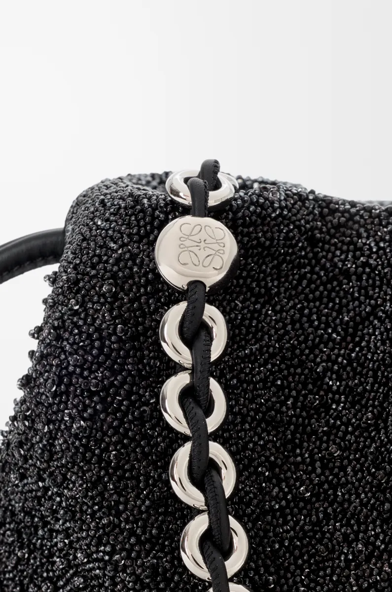 中号珠饰帆布和牛皮革 Lion Beads Flamenco Purse 手拿包