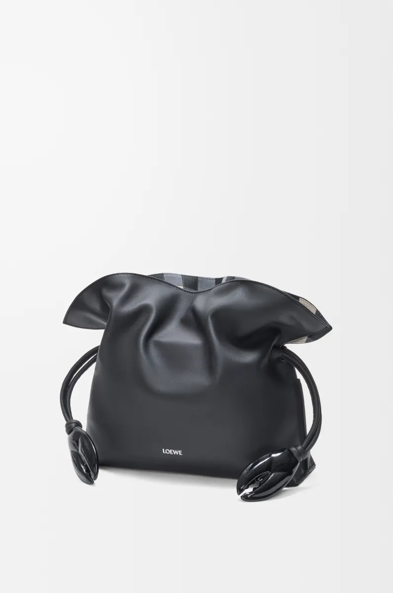 中号纳帕牛皮革和格纹嵌花 Flamenco 手拿包