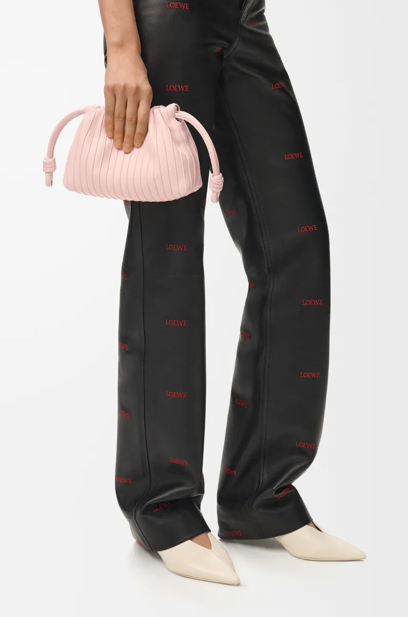 迷你纳帕羊皮革 Flamenco Pleats 手拿包