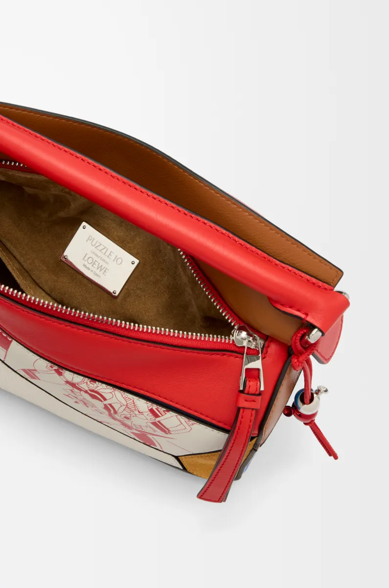 牛皮革和织物 Puzzle 10周年 动漫典藏版手袋