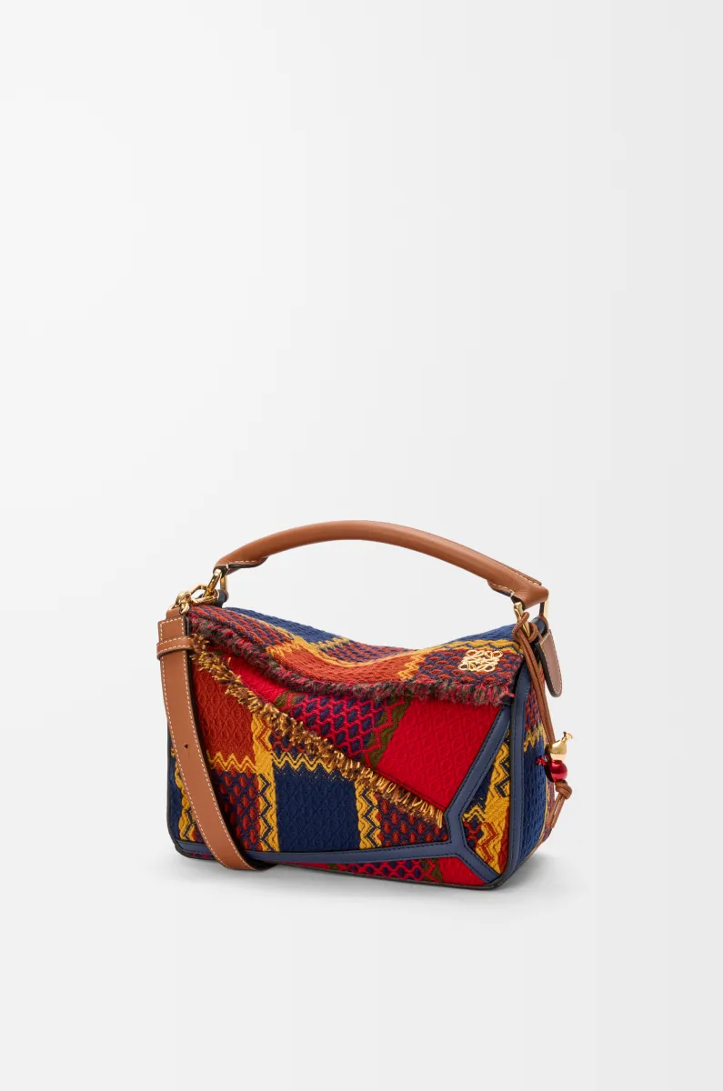 羊毛和经典牛皮革 Puzzle 10周年 格子呢典藏版手袋