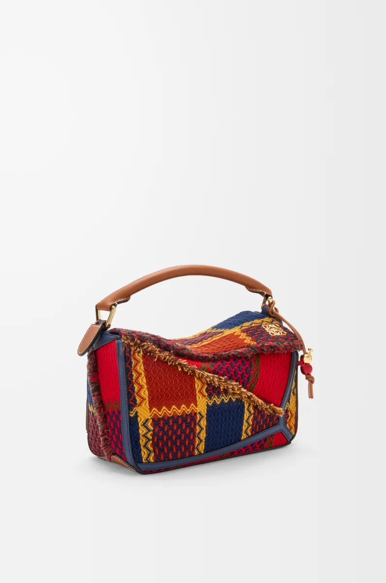 羊毛和经典牛皮革 Puzzle 10周年 格子呢典藏版手袋