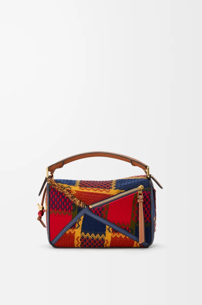 羊毛和经典牛皮革 Puzzle 10周年 格子呢典藏版手袋