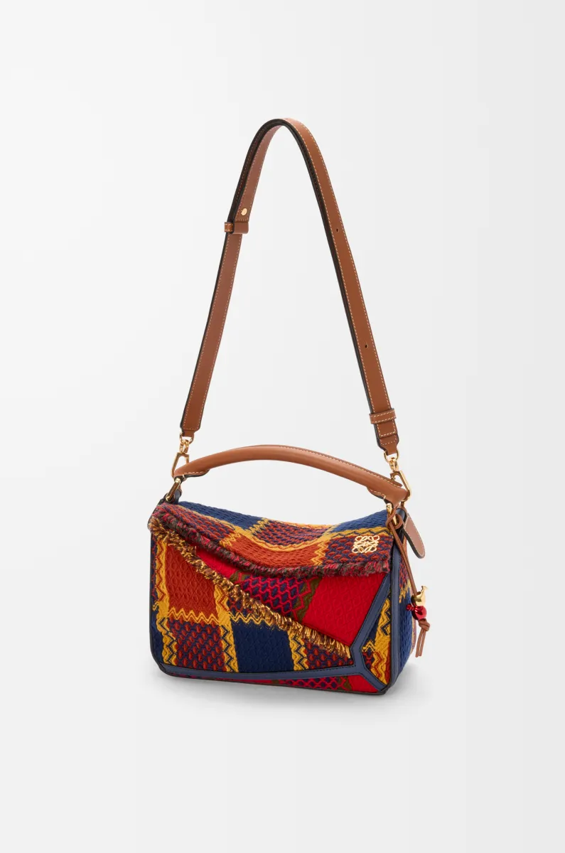 羊毛和经典牛皮革 Puzzle 10周年 格子呢典藏版手袋