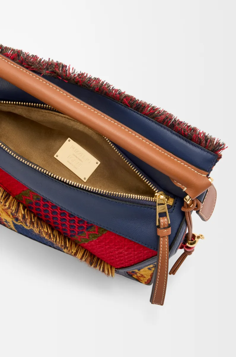 羊毛和经典牛皮革 Puzzle 10周年 格子呢典藏版手袋