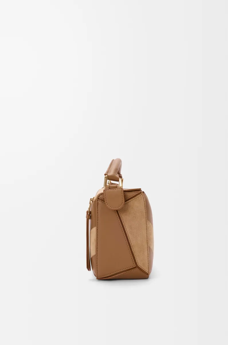 小号经典牛皮革和绒面革 Puzzle 手袋