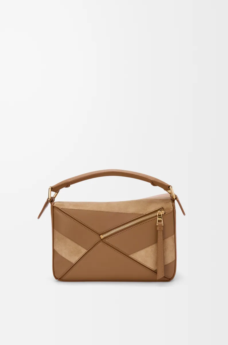 小号经典牛皮革和绒面革 Puzzle 手袋