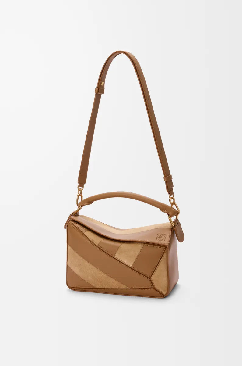 小号经典牛皮革和绒面革 Puzzle 手袋