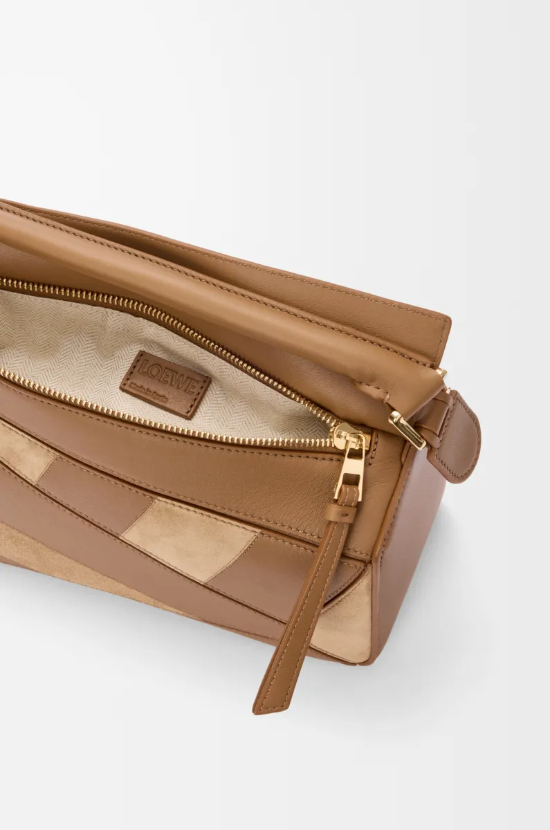 小号经典牛皮革和绒面革 Puzzle 手袋