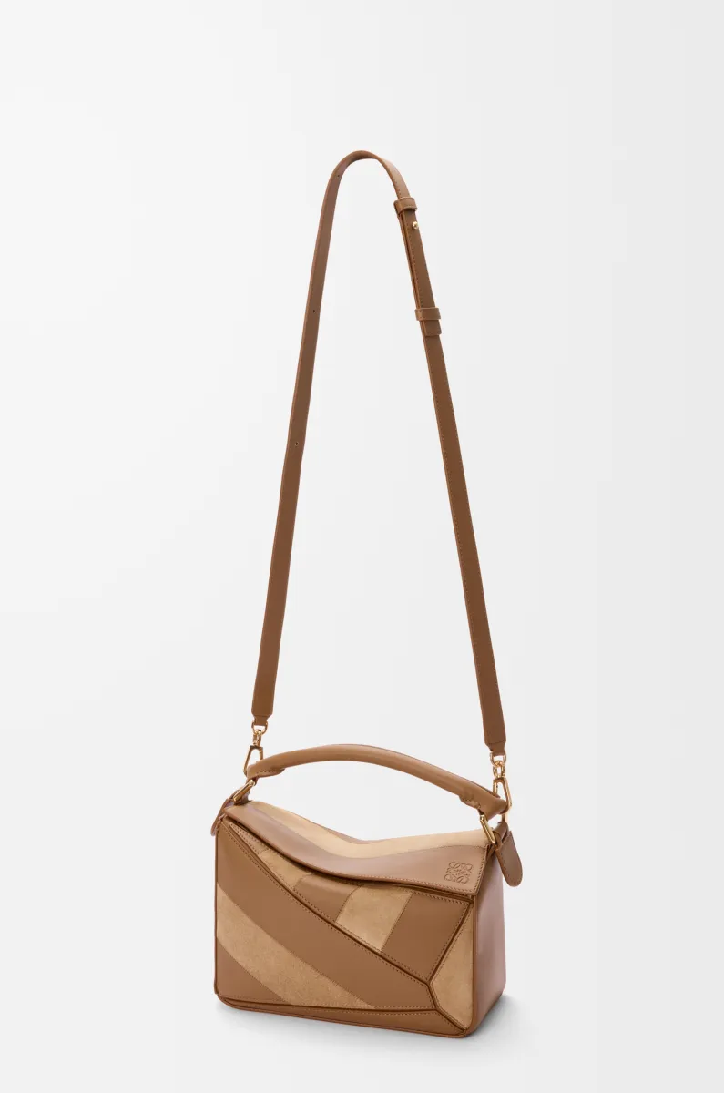 小号经典牛皮革和绒面革 Puzzle 手袋