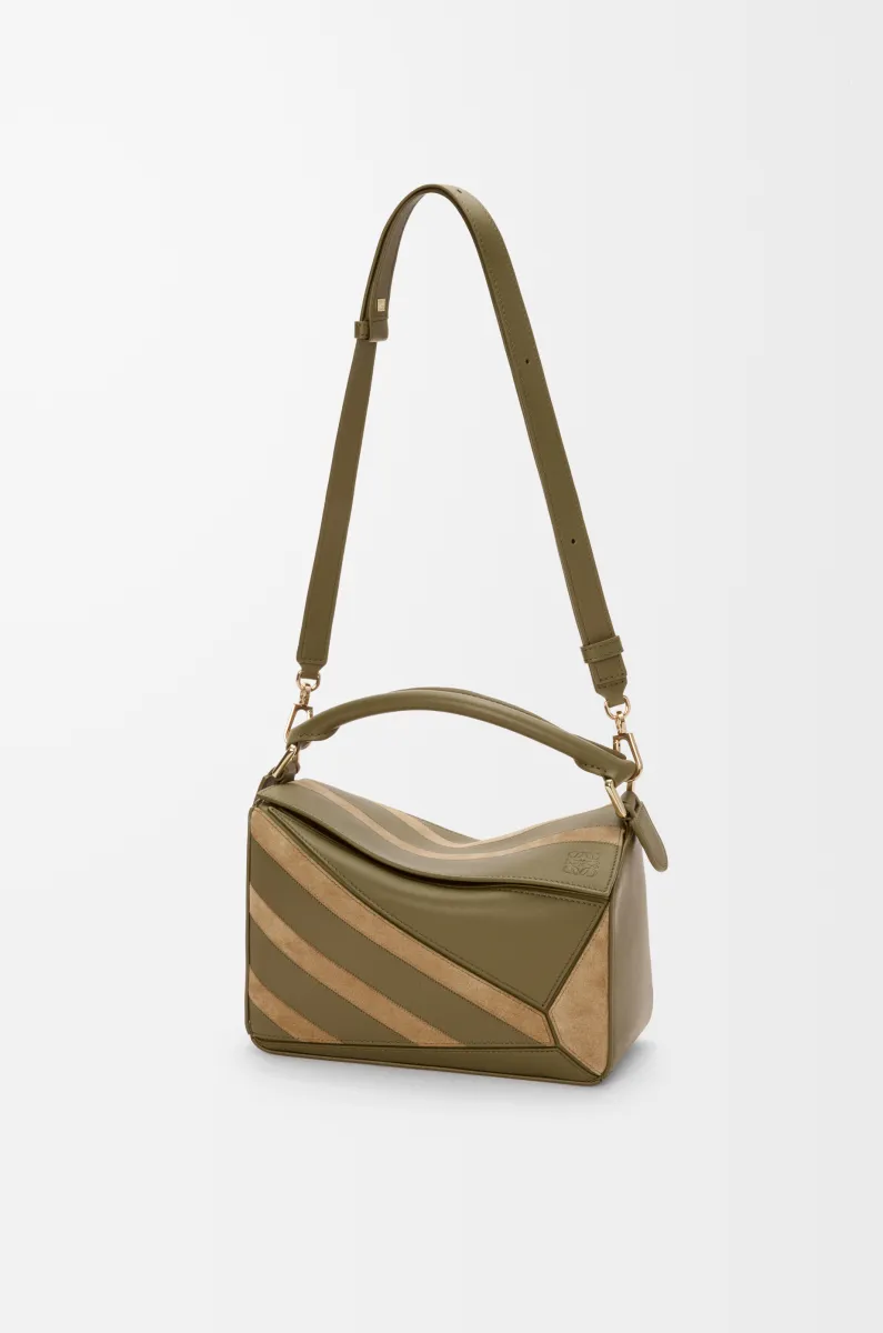 小号经典牛皮革和绒面革 Puzzle 手袋