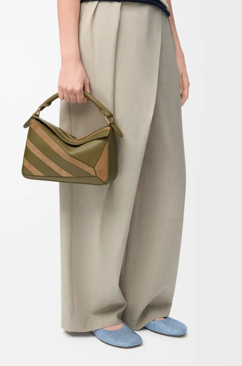 小号经典牛皮革和绒面革 Puzzle 手袋