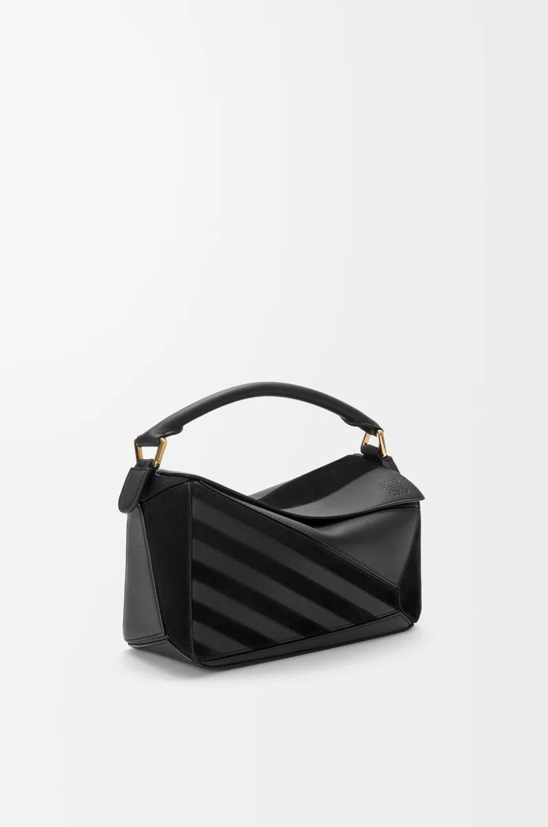 小号经典牛皮革和绒面革 Puzzle 手袋