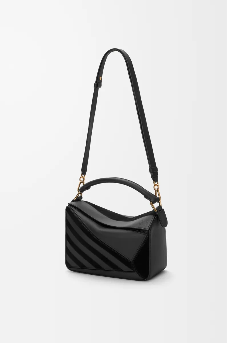 小号经典牛皮革和绒面革 Puzzle 手袋