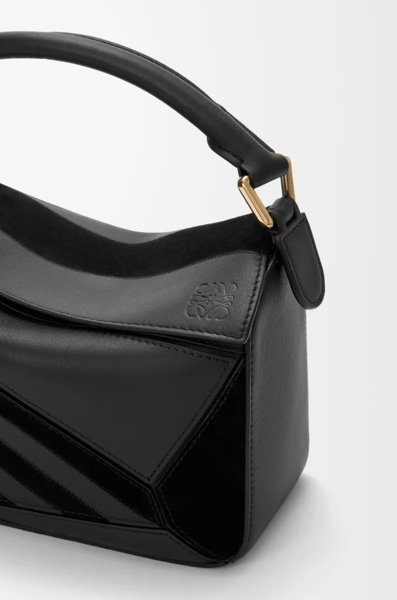 小号经典牛皮革和绒面革 Puzzle 手袋