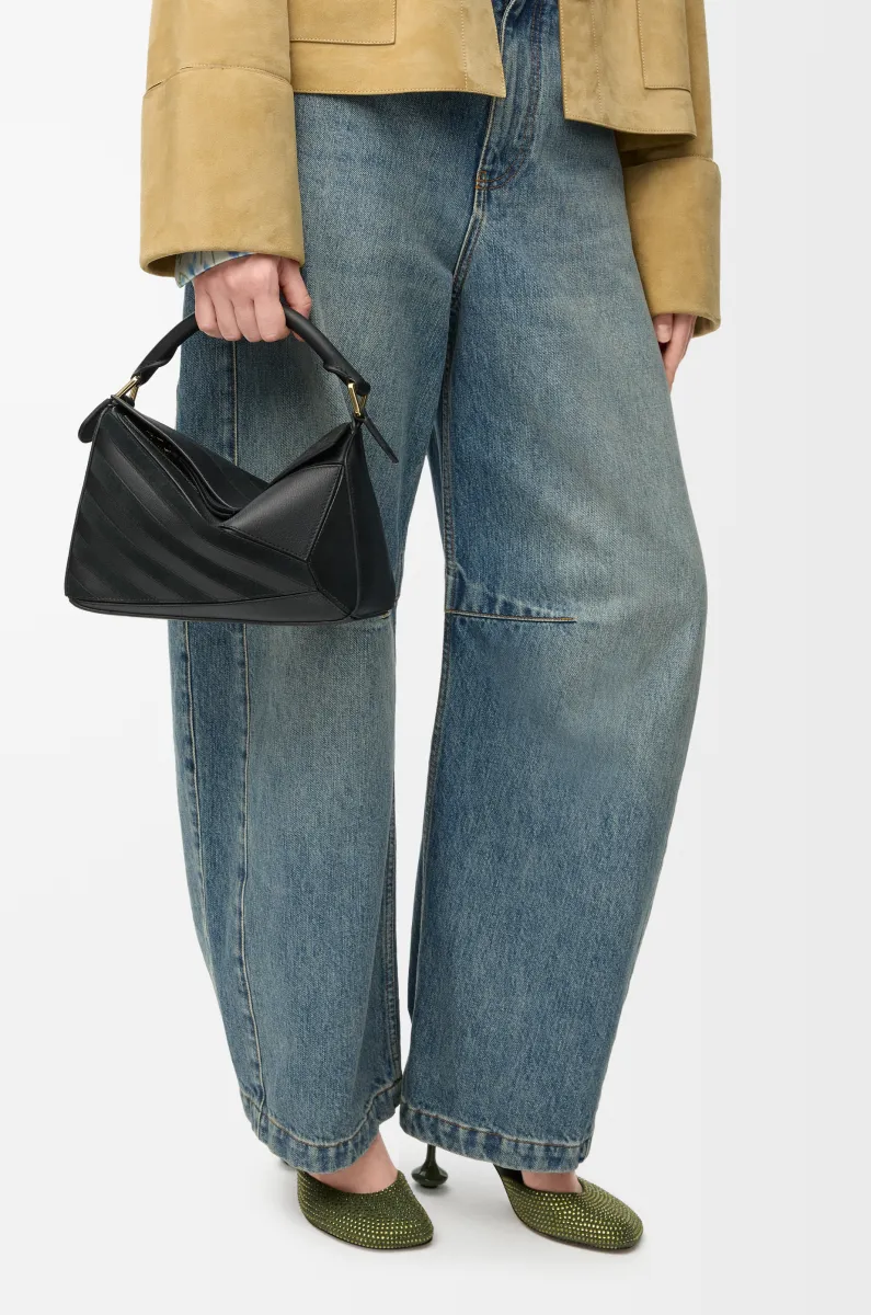 小号经典牛皮革和绒面革 Puzzle 手袋