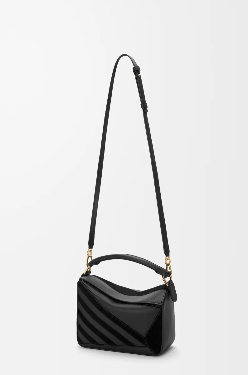 小号经典牛皮革和绒面革 Puzzle 手袋