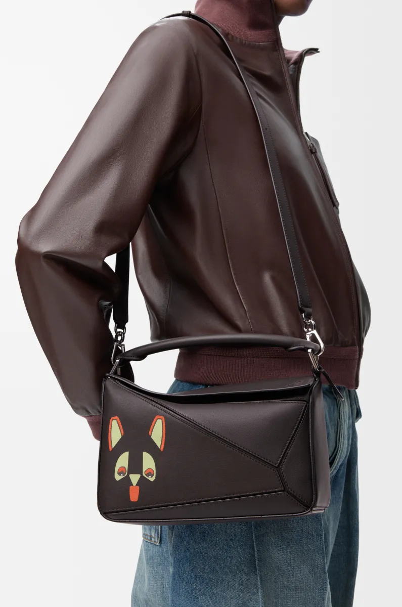 小号经典牛皮革 Futurist Cat Puzzle 手袋