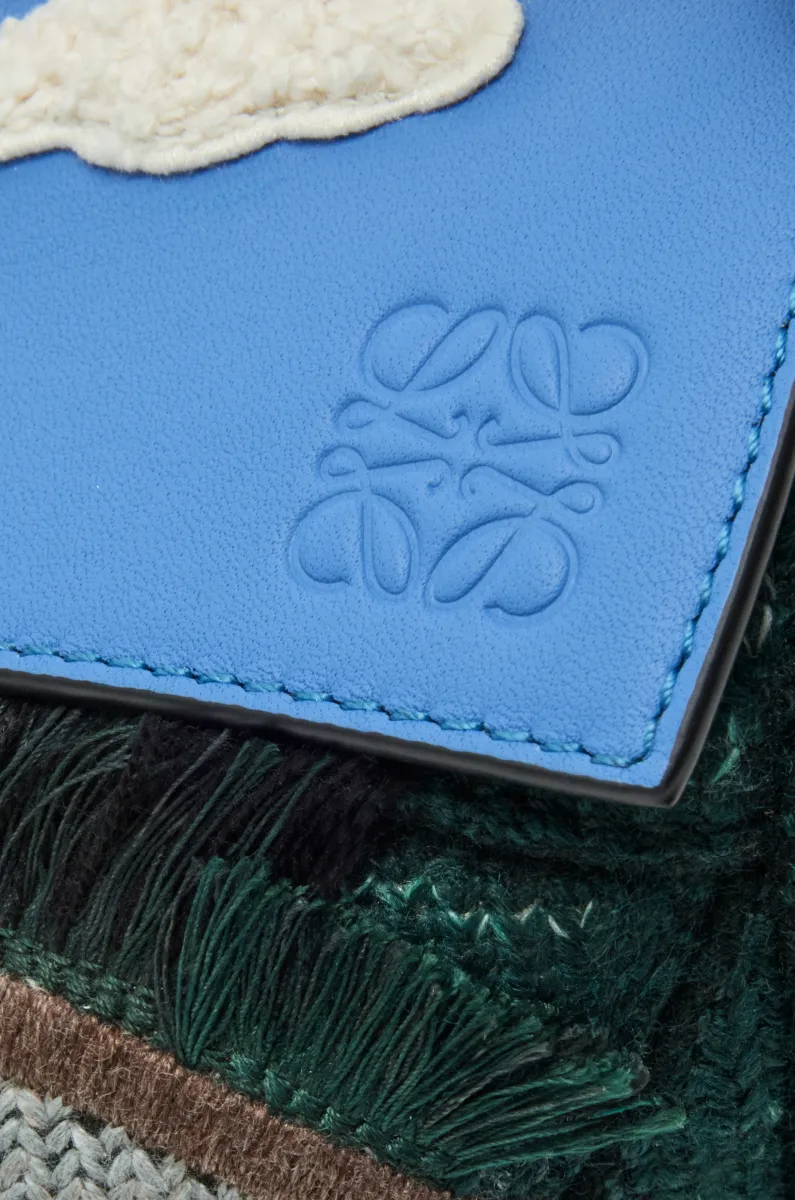 小号刺绣针织和经典牛皮革 Puzzle 手袋