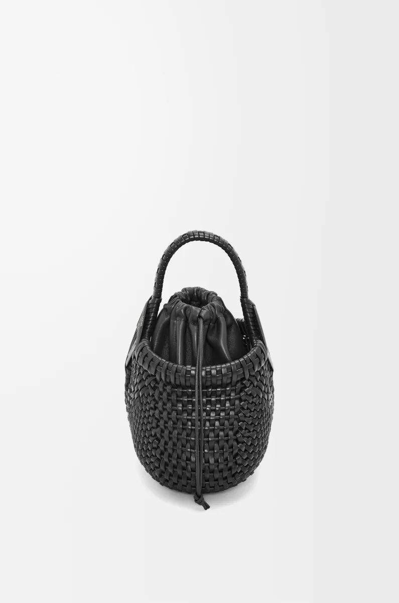 迷你牛皮革 Diamond Round Basket 手袋