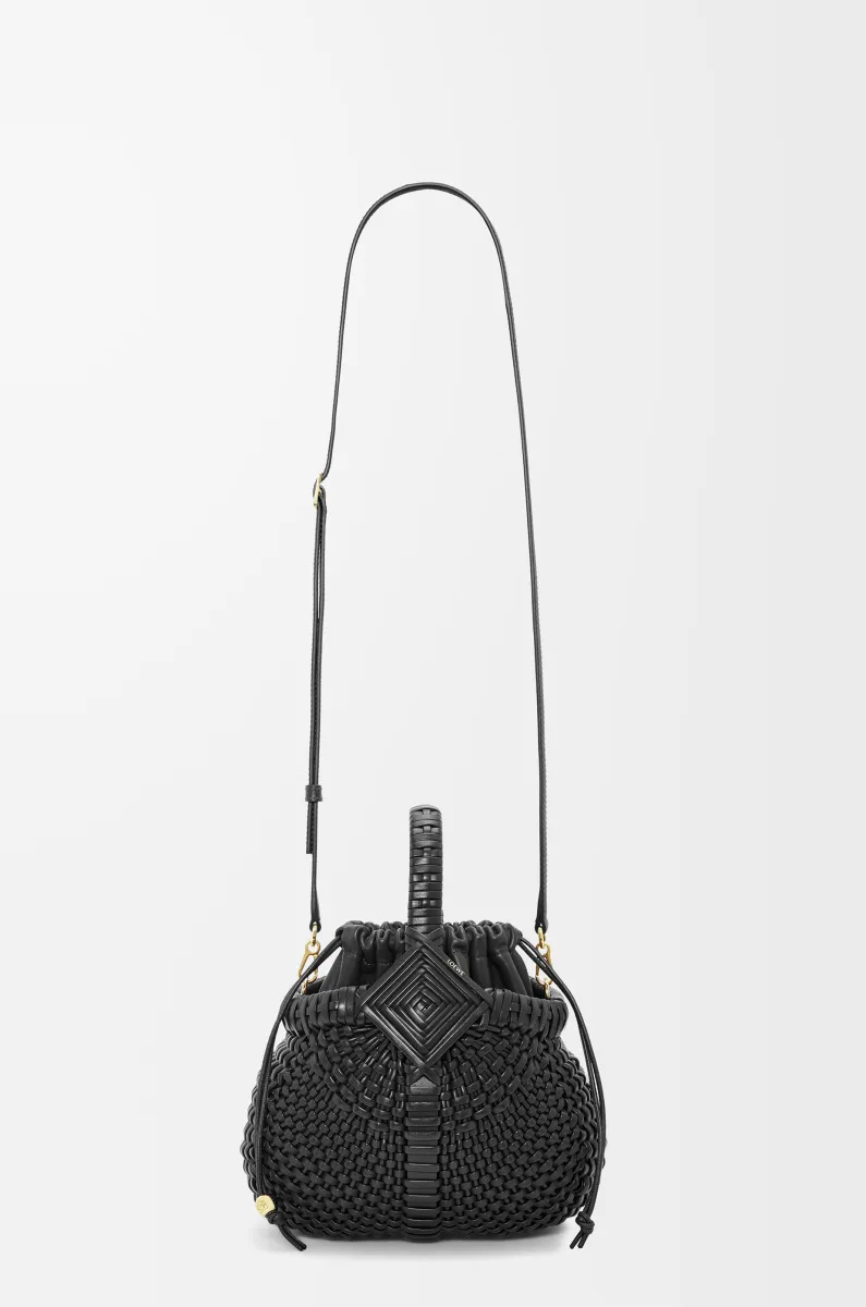 迷你牛皮革 Diamond Round Basket 手袋