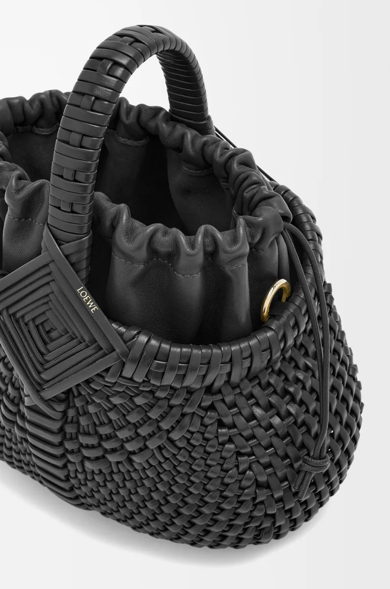 迷你牛皮革 Diamond Round Basket 手袋