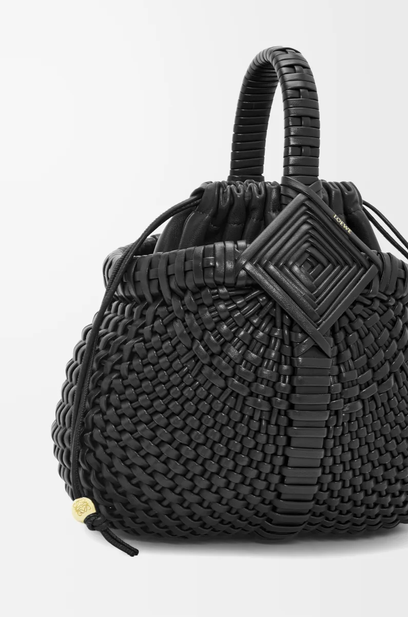 迷你牛皮革 Diamond Round Basket 手袋