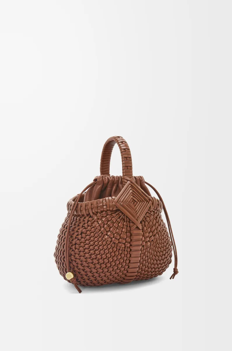 迷你牛皮革 Diamond Round Basket 手袋