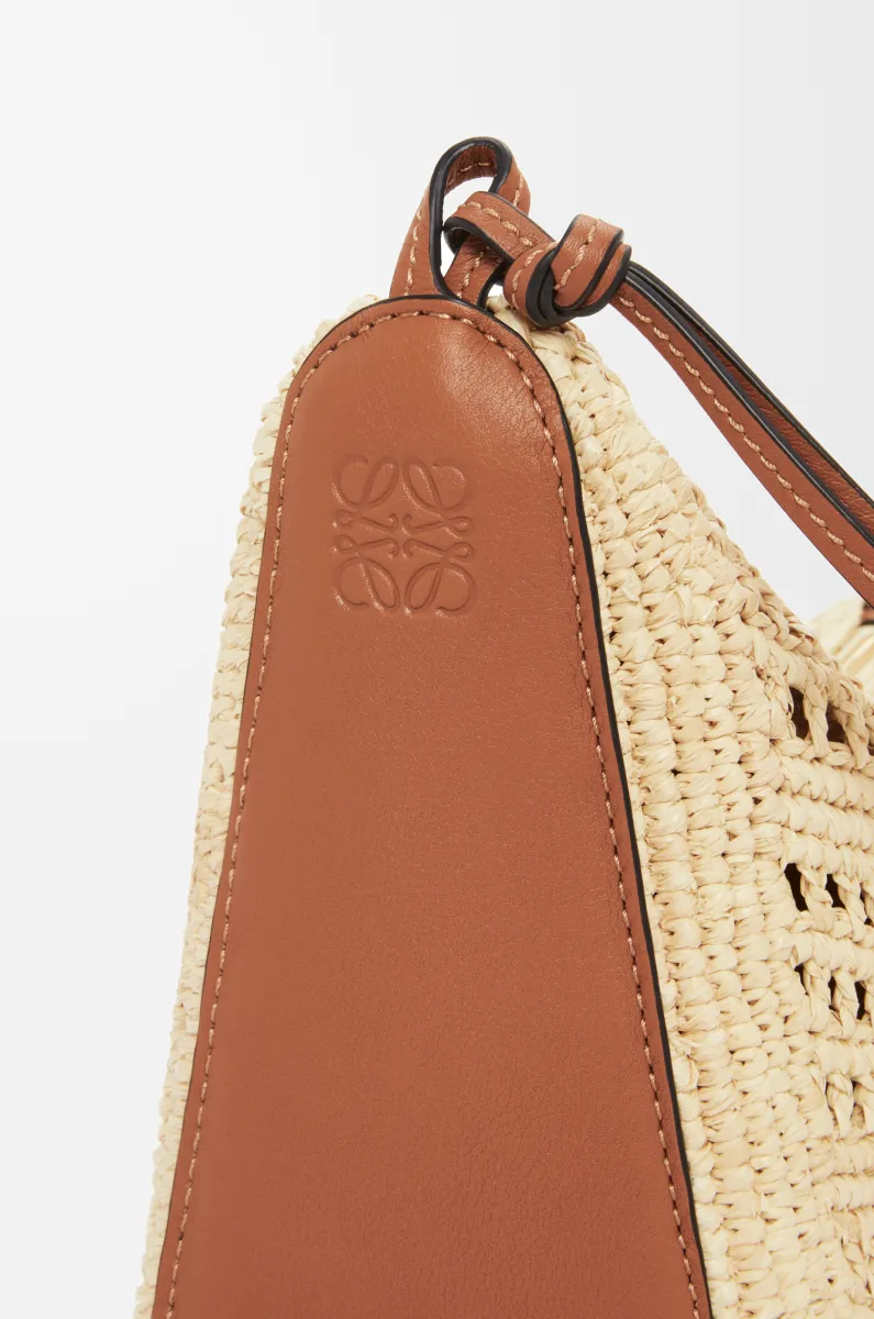 迷你拉菲草和牛皮革 Hammock hobo 手袋