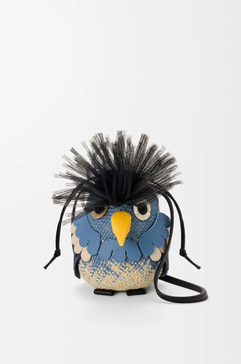 伊拉卡棕榈和牛皮革小鸟造型手袋