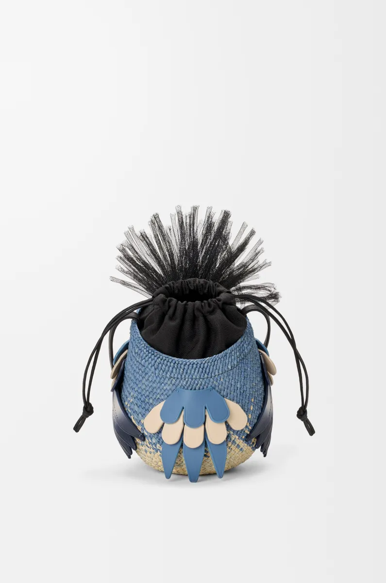 伊拉卡棕榈和牛皮革小鸟造型手袋