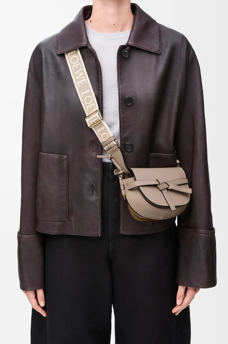 迷你柔软牛皮革提花 Gate Dual 手袋